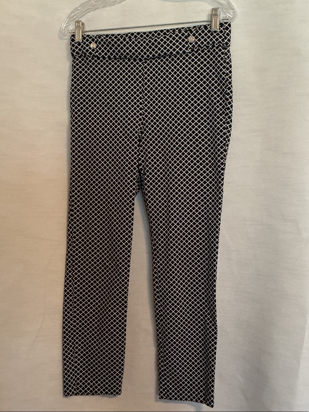 Black Pants with White Lattice Print